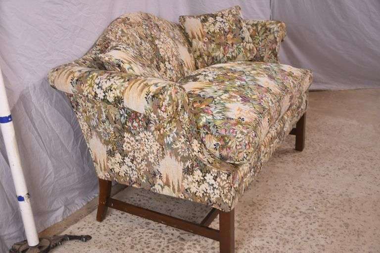 Small camelback loveseat; 55-12165