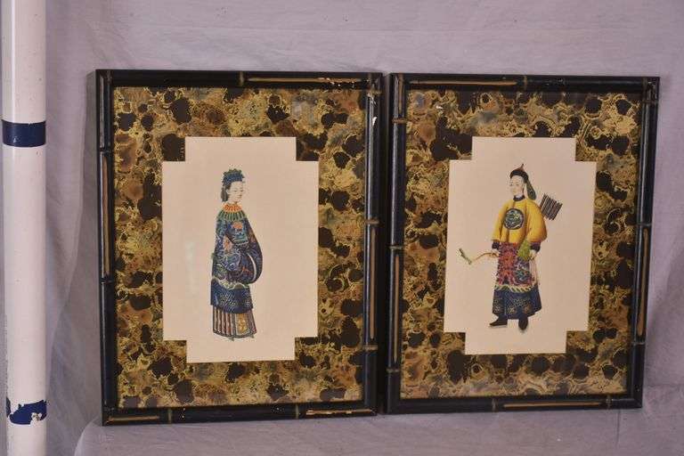 Pair of framed prints of Chinese man and woman; 55-12218F