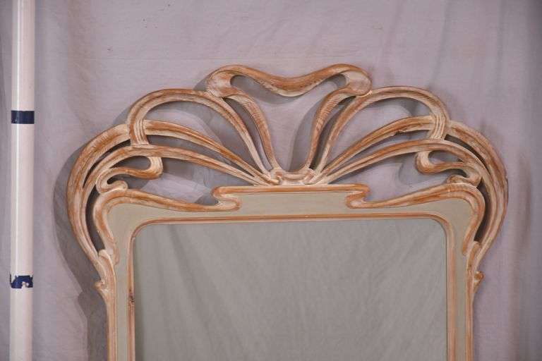 Large mirror with distressed painted frame; 18305-020