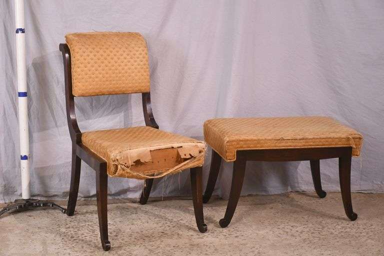 Mahogany vanity chair and bench; 55-12315F