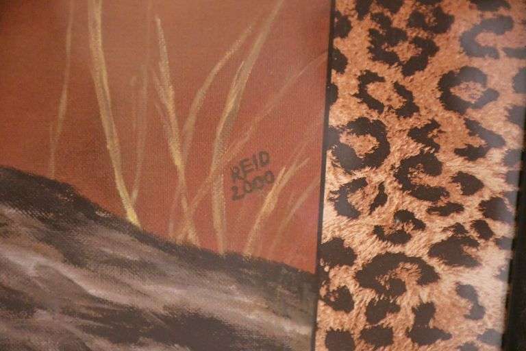 Large framed print of a leopard by Reid; 192-3096
