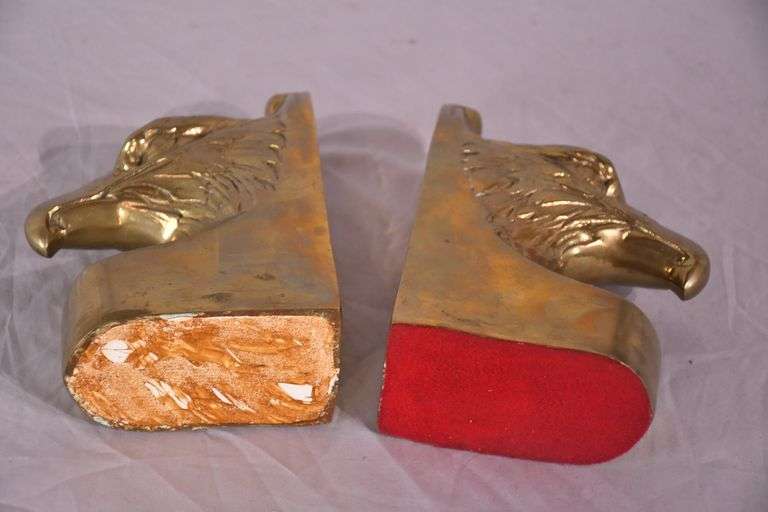 Pair of brass eagle head bookends; 18305-011
