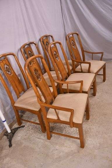 Set of 6 Thomasville Oriental style dining chairs; 155-1107
