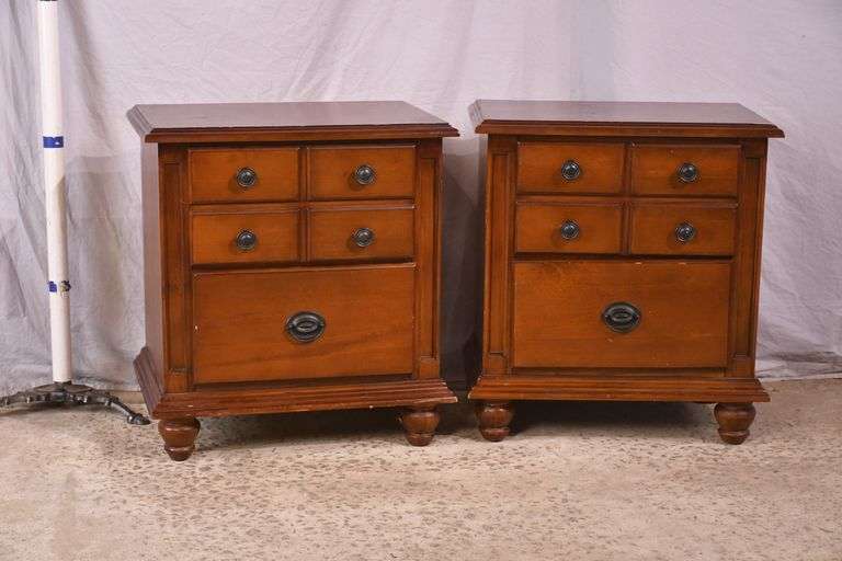 Pair of 2 drawer bedside chests; 74-12892