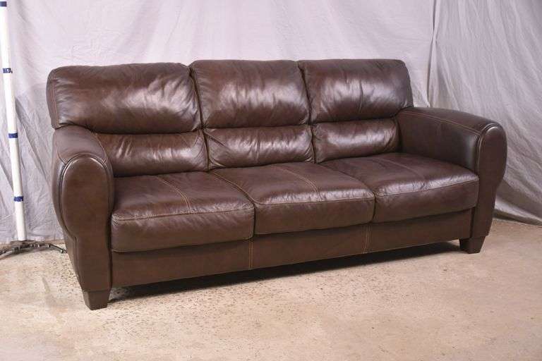 Brown leather type sofa; 1152-110