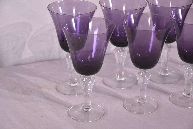 Set of 8 purple glass goblets; 74-12881G
