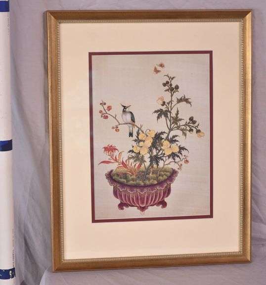 Framed print of bird on a plant; 18303-002