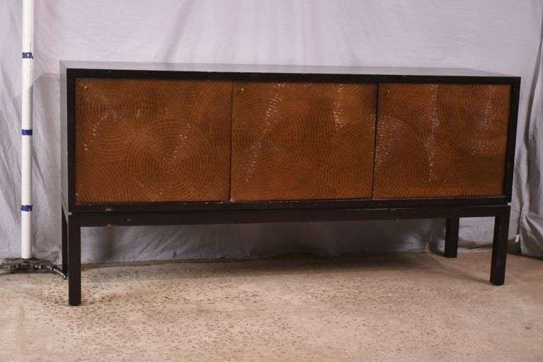 Large 3 door credenza with textured copper doors; 55-12347