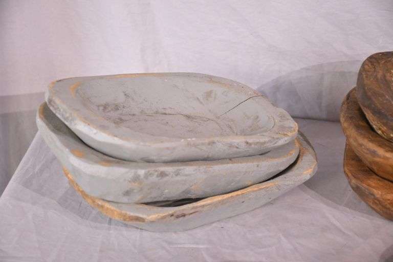 Group of 17 hand carved wooden bowls; 1037-1161