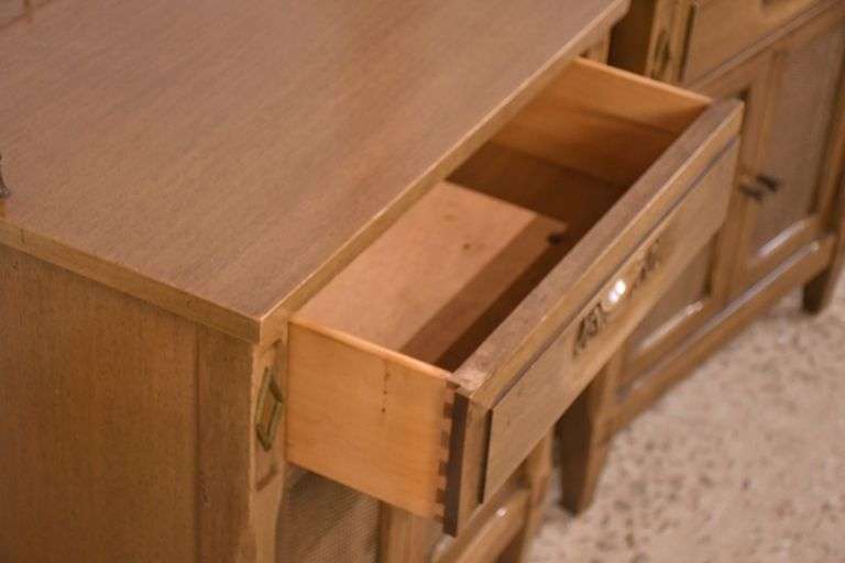 Pair of end tables with brass galleries; 55-12284