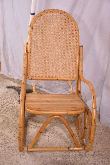 Rattan bentwood rocker with cane back; 336-4576