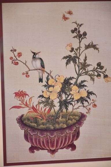 Framed print of bird on a plant; 18303-002