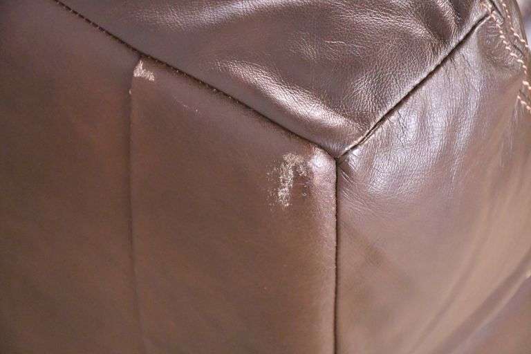 Brown leather type sofa; 1152-110