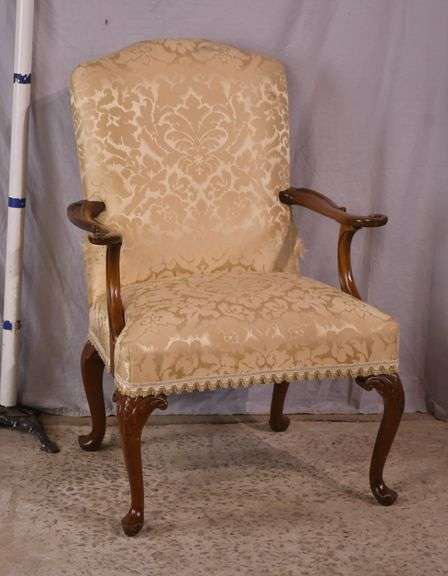 Carved Queen Anne style open armchair; 74-12869