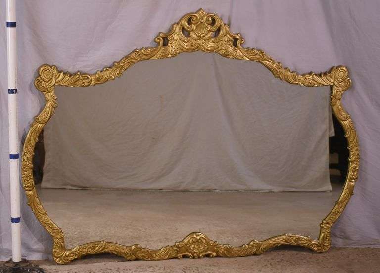 Large dresser mirror with ornate gold painted frame; 55-12164E