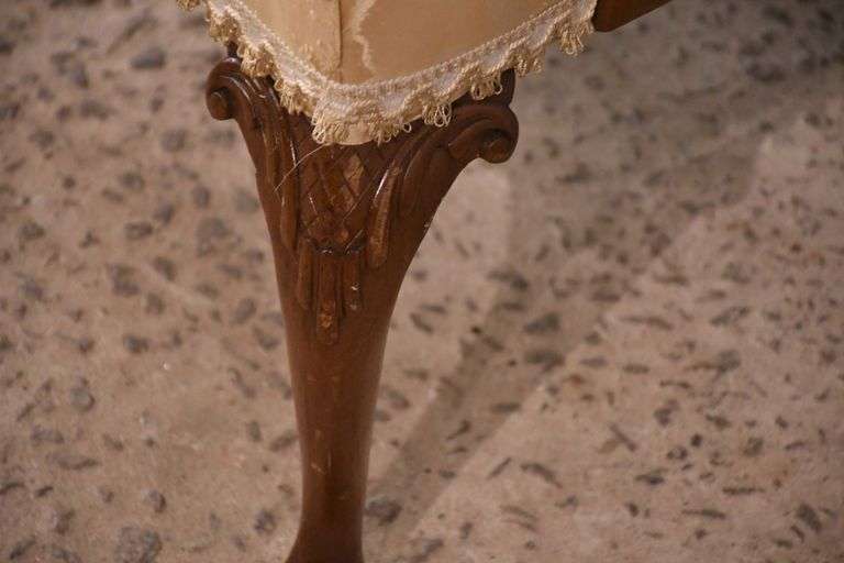 Carved Queen Anne style open armchair; 74-12869