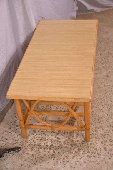 Rattan bentwood two-tier coffee table with Formica top; 1116-728