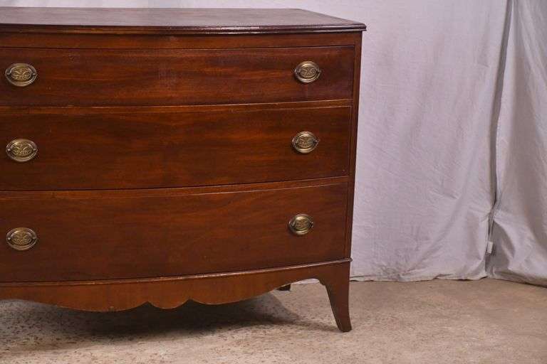 Johnson Furniture Co. mahogany 3 drawer bowfront dresser; 74-12856