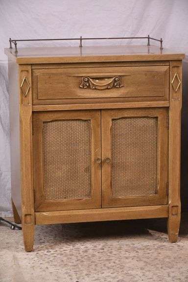 Pair of end tables with brass galleries; 55-12284