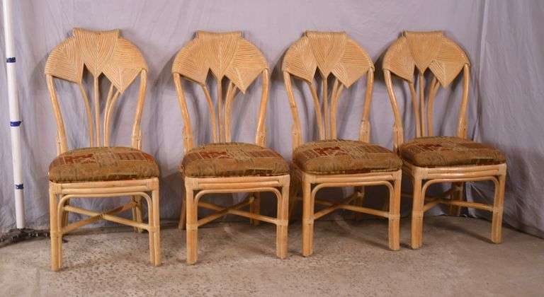 Set of 4 rattan dining chairs; 21-2703