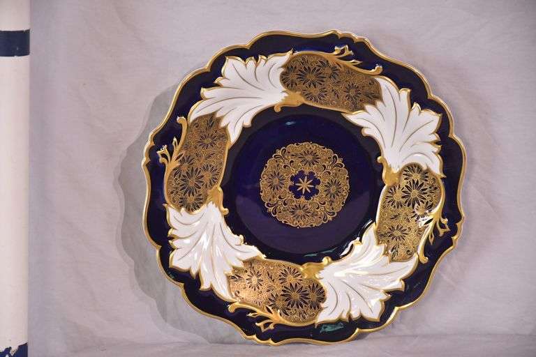 Weimar "Jutta" cobalt, white, and gold porcelain plate; 16780-002