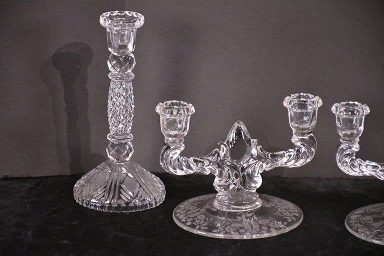 2 pairs of crystal candlestands; 74-12881D