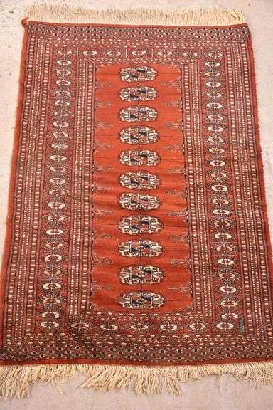 2.8'x3.10' hand knotted vintage Bokhara rug; 55-12204
