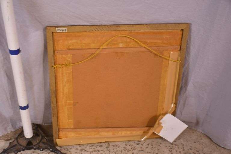 Framed floral needlepoint panel; 192-3105