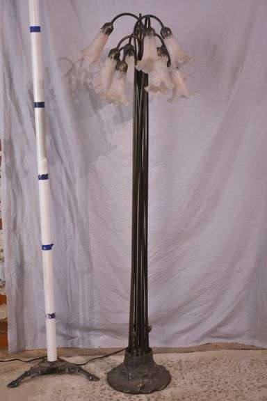 12-light bronze floor lamp with frosted glass shades; 9485-104