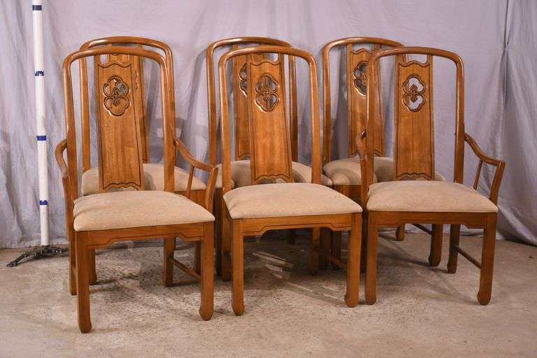 Set of 6 Thomasville Oriental style dining chairs; 155-1107