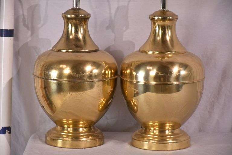 Pair of large brass toned lamps; 55-12256B