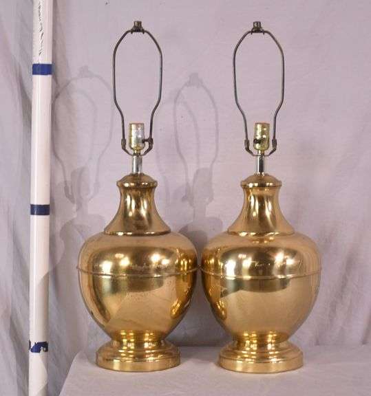 Pair of large brass toned lamps; 55-12256B