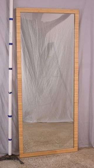 Large mirror with layered bamboo frame; 55-12191