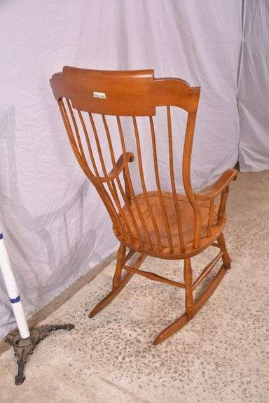 Nichols & Stone spindle back rocker with carved seat; 1152-102