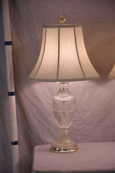 Pair of crystal lamps with shades; 1116-735