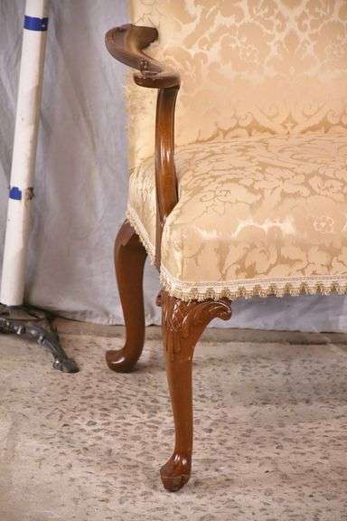Carved Queen Anne style open armchair; 74-12869
