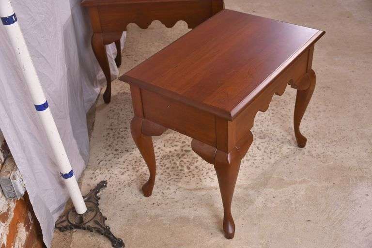 Pair of cherry single drawer end tables; 1116-743