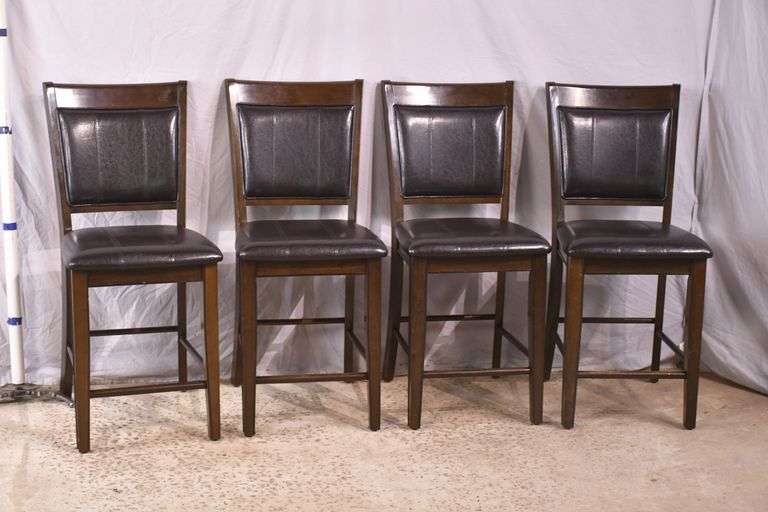 Set of 4 synthetic leather bar chairs; 1153-087
