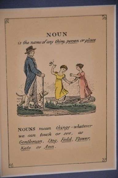Pair of small vintage engravings "Noun" & "Participles"; 18303-011