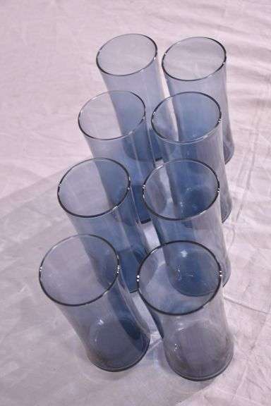 Set of 8 vintage blue glasses; 74-12903E