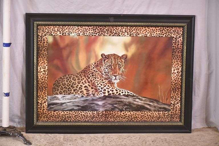 Large framed print of a leopard by Reid; 192-3096