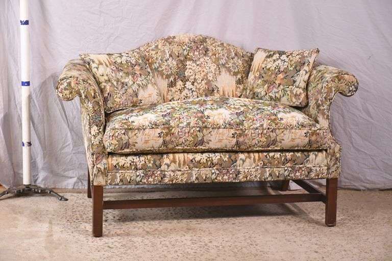 Small camelback loveseat; 55-12165