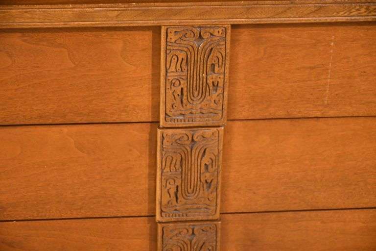 Bassett mid-century style walnut 6 drawer chest; 55-12355