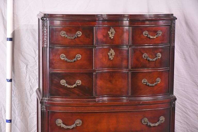 Mahogany chest on chest; 55-12159