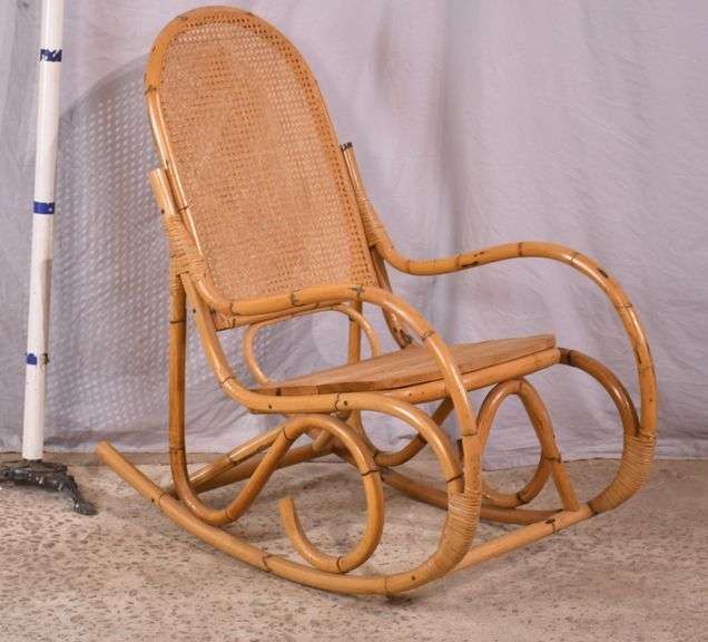 Rattan bentwood rocker with cane back; 336-4576