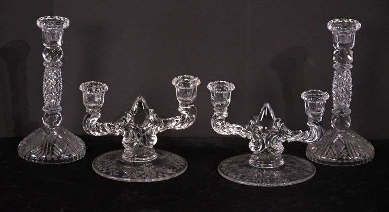 2 pairs of crystal candlestands; 74-12881D