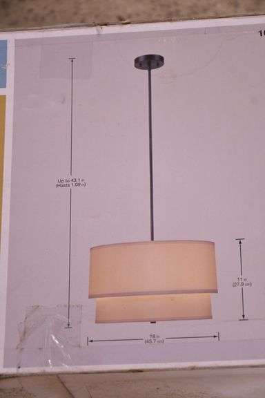 Pair of Hampton Bay "Eagan" 3-light drum pendant light fixtures; 336-4563+