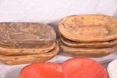 Group of 17 hand carved wooden bowls; 1037-1161