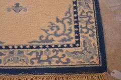 4.1'x6.0' hand knotted blue and off-white rug; 18305-006