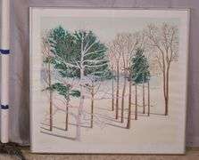 Large signed limited edition framed print of trees by Joni Frankel; 55-12342B